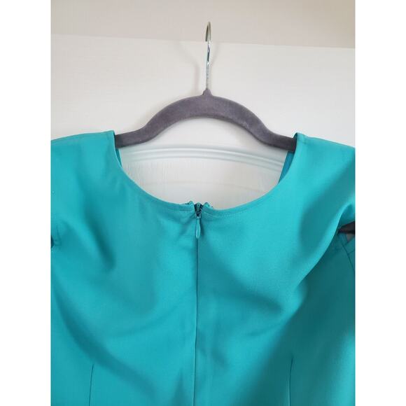 Tome NYC Ariel Turquoise Sea Green Ruffled Stretch Midi Dress, Size 2 - Picture 9 of 12